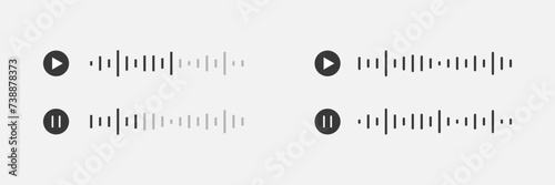 Media music player, play, pause command. Interface, melodies, sounds. Vector illustration isolated on white background