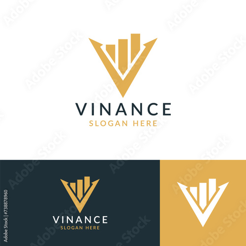 concept letter v with chart logo design vector illustration