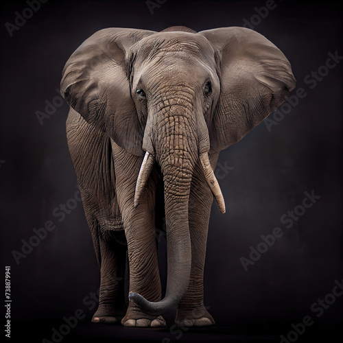 Majestic Elephant Portrait Against Dark Studio Background