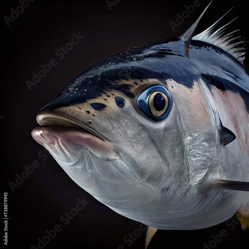 Close-Up Albacore Tuna Fish Portrait with Detailed Textures and Colors photo