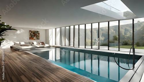 piscina interior casa minimalista photo