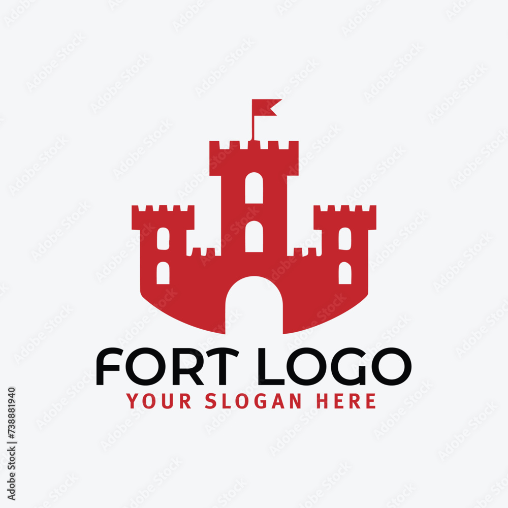 fortress castle logo design vector