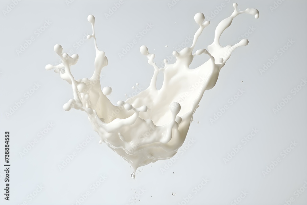 Freezing the action of milk splashing in midair against a white ...