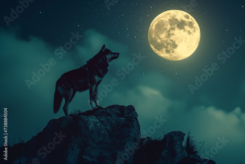 wolf howling at the moon © Sana
