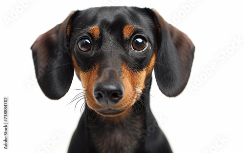 A close-up photograph of a small dog looking directly at the camera with a curious expression on its face © imagineRbc