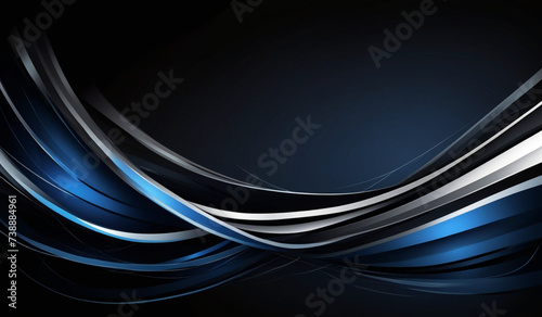 Dynamic Glossy Ribbons in Blue and Silver Swirling