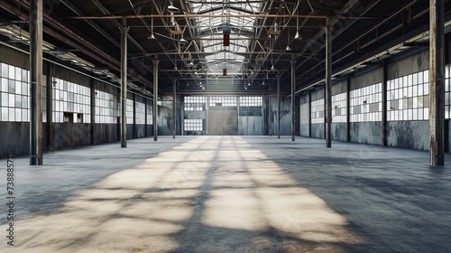 Empty warehouse  Factory Interior Hangar Building Backdrop 
