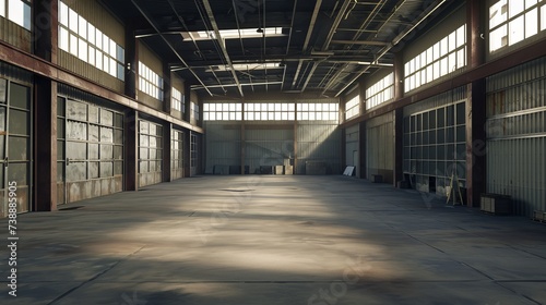 Empty warehouse  Factory Interior Hangar Building Backdrop 