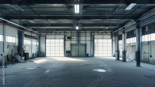 Empty warehouse  Factory Interior Hangar Building Backdrop 