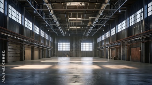 Empty warehouse, Factory Interior Hangar Building Backdrop 