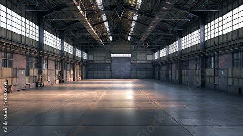 Empty warehouse  Factory Interior Hangar Building Backdrop 