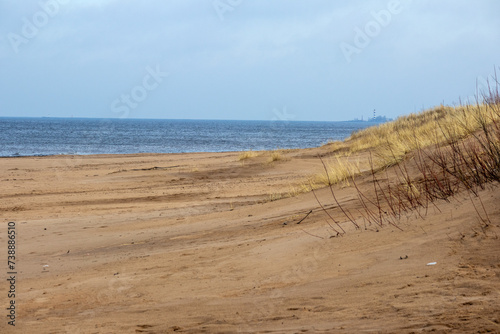 
nature view with sea sand and blue sky