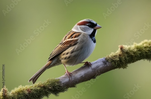 World Sparrow Day, international Bird Day, little sparrow on a tree branch, sunny day