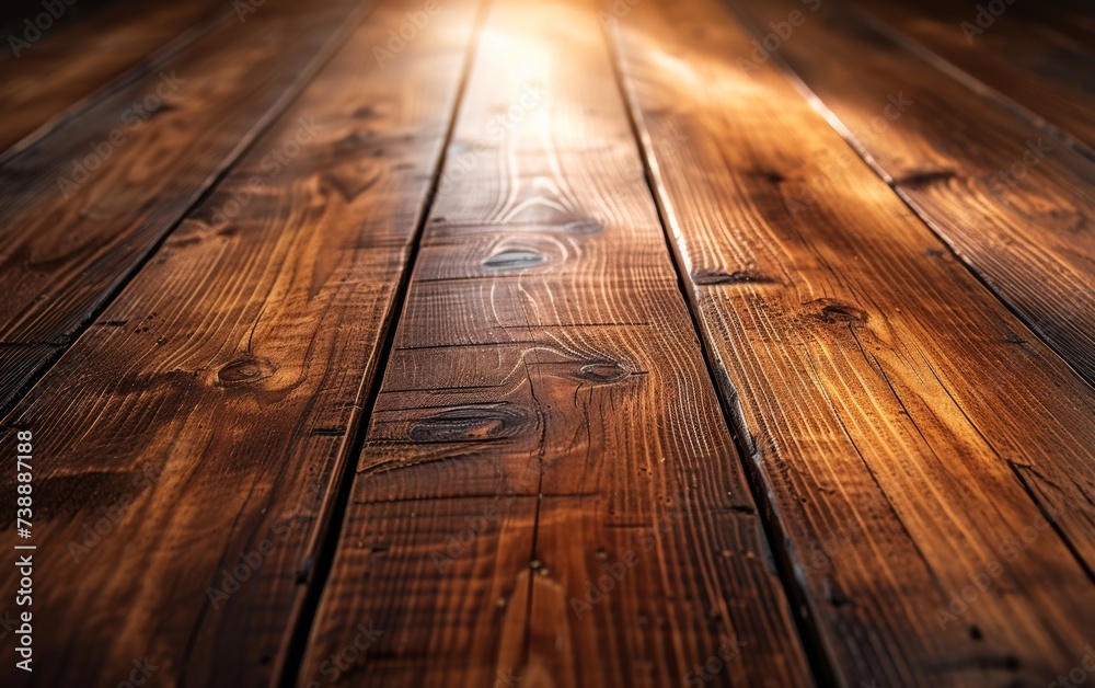 A detailed view of a wooden floor with sunlight beaming through, creating a warm and inviting atmosphere A detailed view of a wooden floor with sunlight beaming through, creating a warm and inviting atmosphere