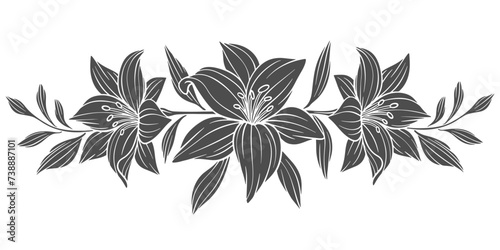 black and white flowers. flower pattern stencil vector design vector eps	