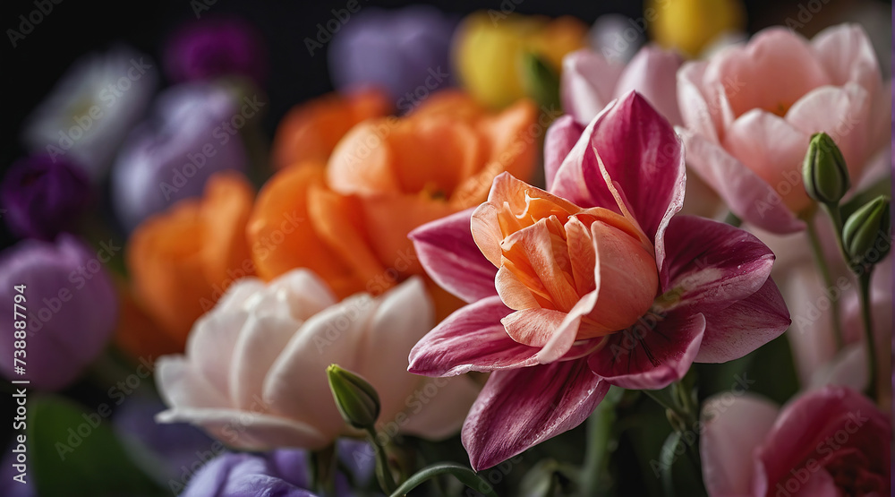 Fototapeta premium Postcard with flowers dedicated to International Women's Day. Concept March 8th.
