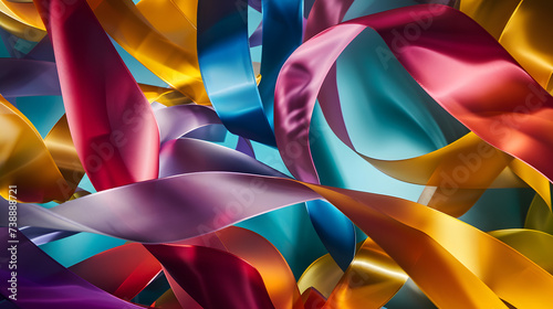 colorful ribbons are fluttering in the wind.