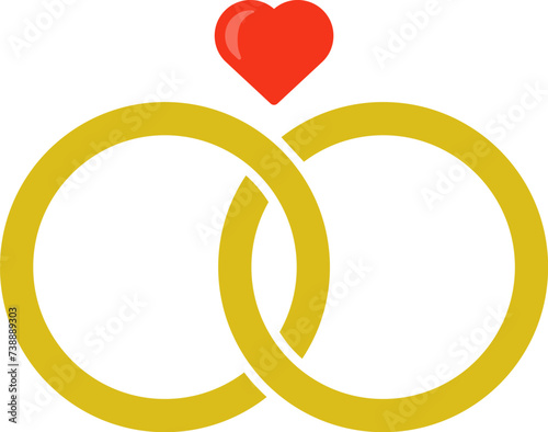 Golden wedding rings icon. Vector Illustration.