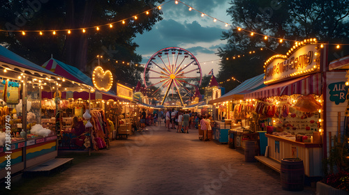night State Fair Carnival Midway Games Rides Ferris Wheel © A2Z AI 