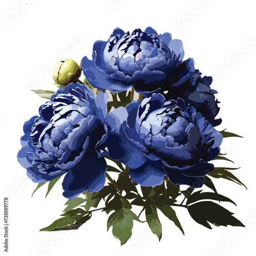 bouquet of indigo color Peony flower vector artwork