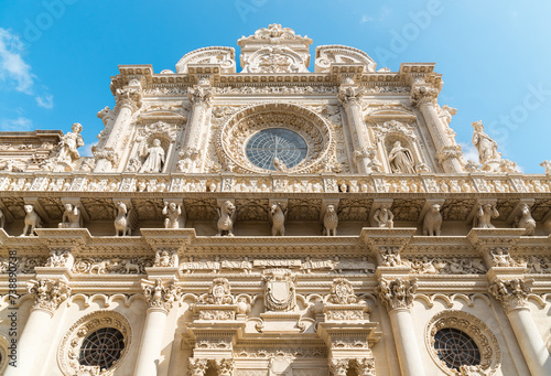 View of the Basilica of Santa Croce church in the historic center of Lecce, Puglia, Italy photo
