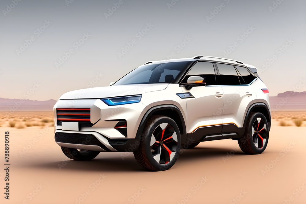Modern subcompact crossover SUV, beautiful wheels, large chrome grille. Modern subcompact crossover SUV, beautiful wheels, large chrome grille.