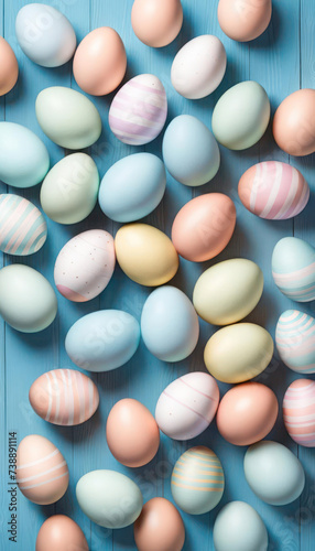 Pastel easter eggs background