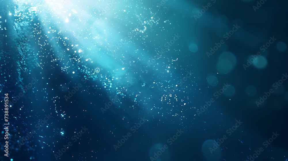 A deep blue teal color gradient forms a rough abstract background, shining with bright light and a gentle glow. Ample empty space allows