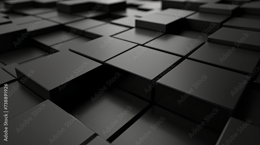 Abstract 3d rendering of the black geometric background , digital data background 3d render polygon - obrazy, fototapety, plakaty 