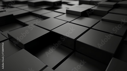 Abstract 3d rendering of the black geometric background , digital data background 3d render polygon photo