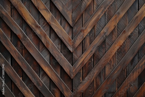 wall of wooden slats in the color of dark wood with a pattern of wall panels in the texture background