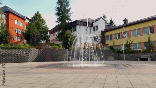 fountain in city center of Cadca, Slovakia photo