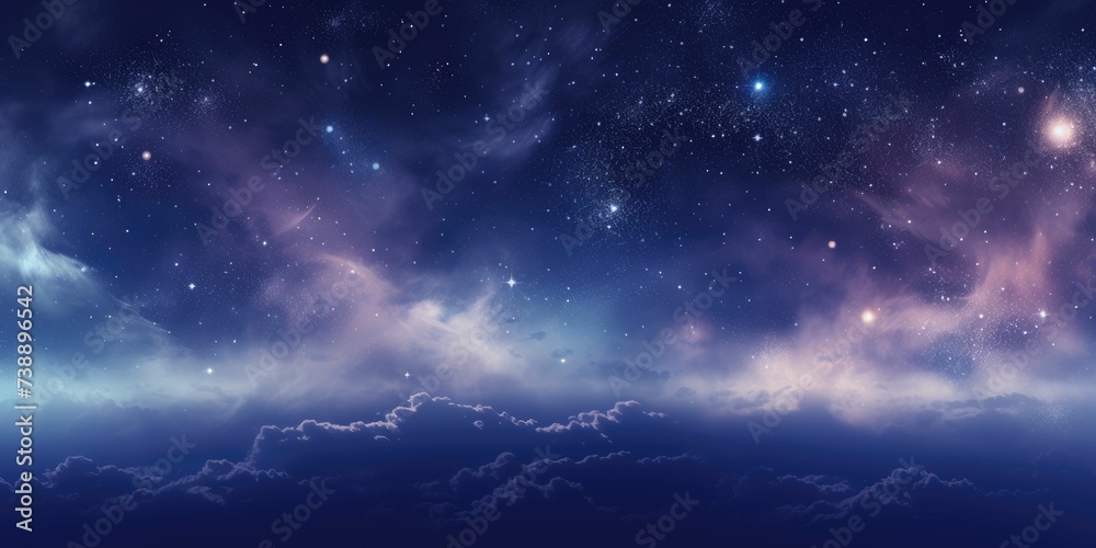 Abstract Rotating Cosmic Clouds Background, Night sky with clouds and stars