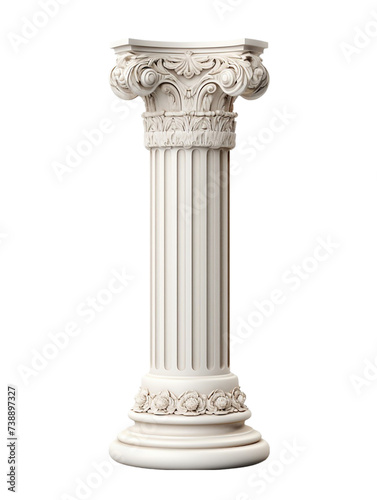 Greek pillar  White column  isolated on transparent background