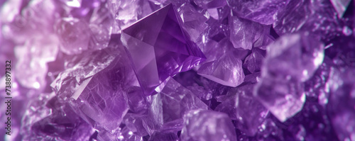 Purple or violet crystals, closeup macro detail - abstract crystalline background. Generative AI