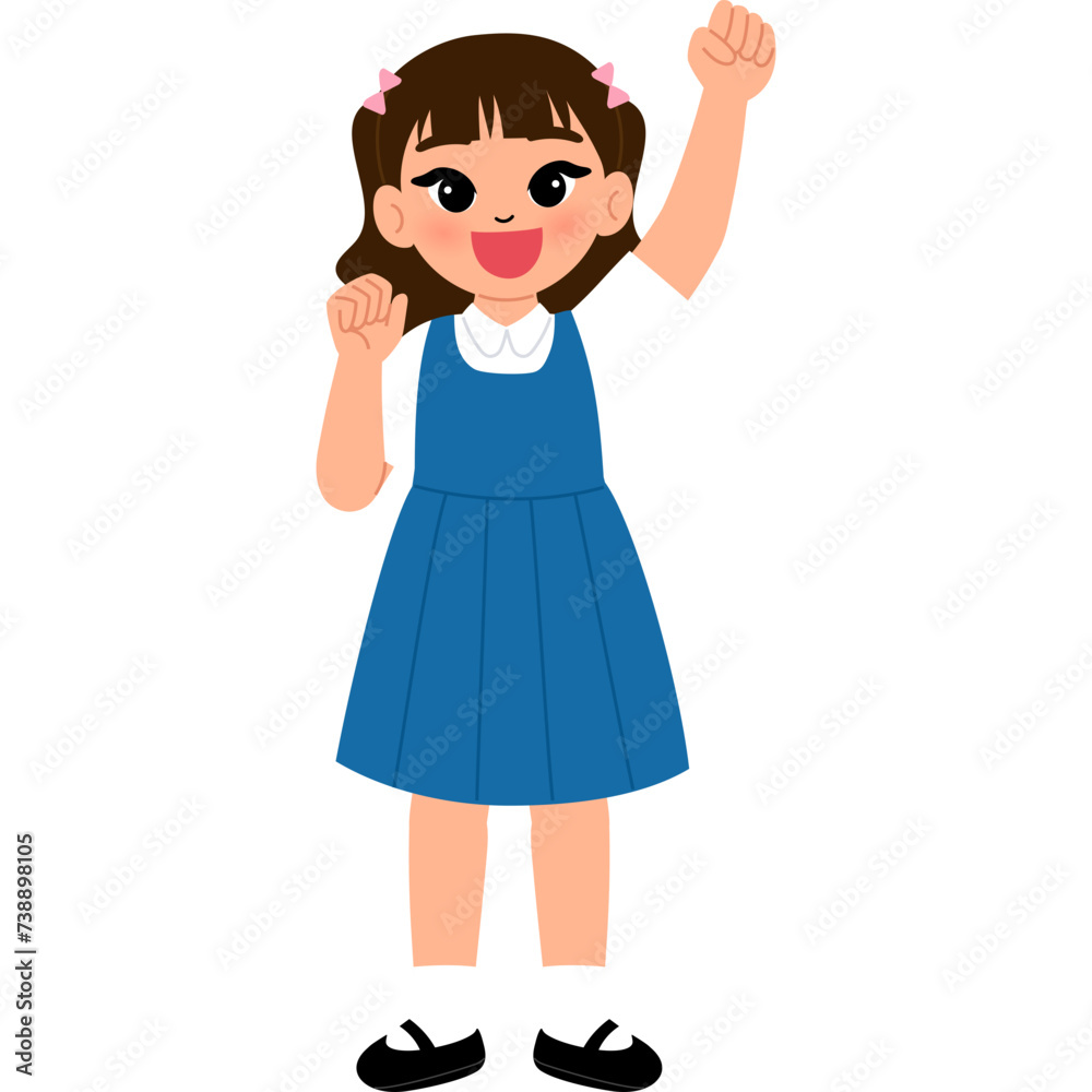 student girl in school uniform raise hand illustration student girl in school uniform raise hand illustration