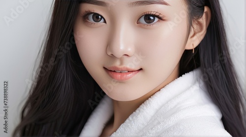 Korean women use towels. suitable for health and lifestyle content. 