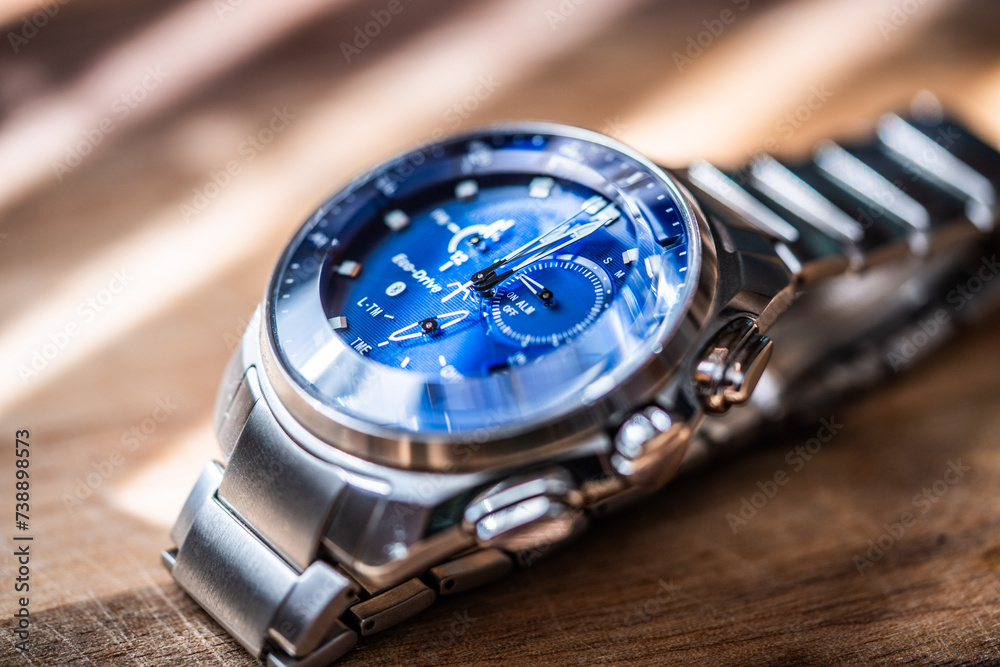 Mens Modern Luxury Watch with a Blue Face