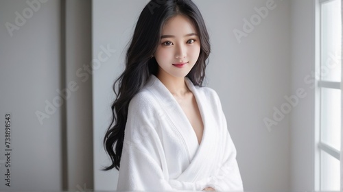 Korean women use towels. suitable for health and lifestyle content. 