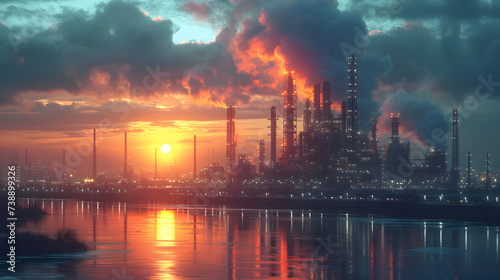 oil and gas chemical tank with oil refinery plant background at twilight  business power and energy chemical barrel