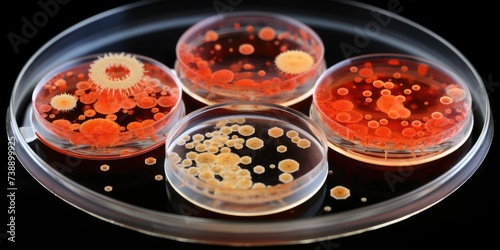 Staphylococcus aureus bacterial colonies on blood agar plate
