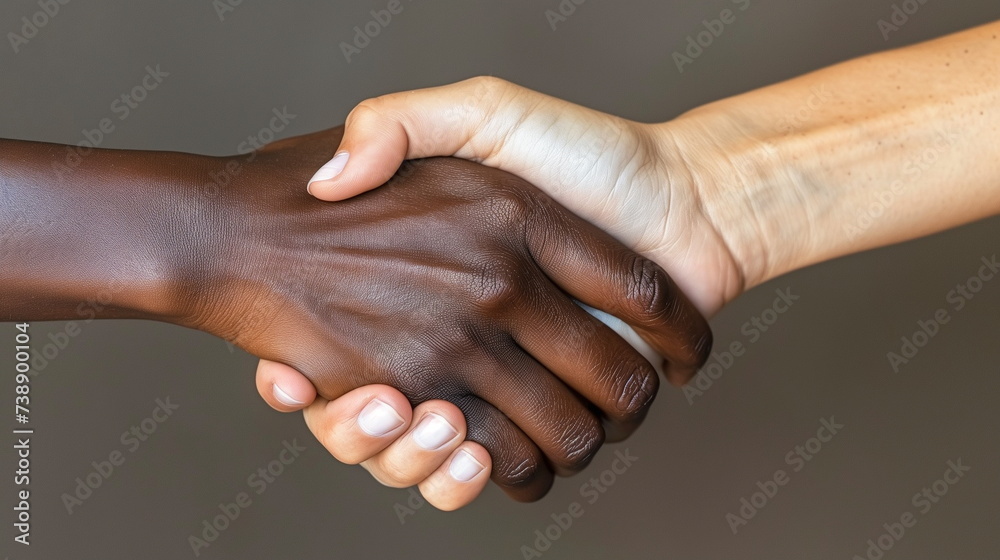 Close-up of a diverse handshake between two people, symbolizing unity ...