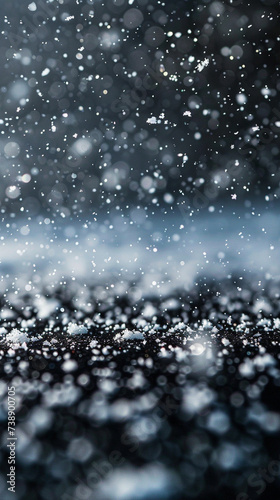 Falling snow flakes isolated on black background