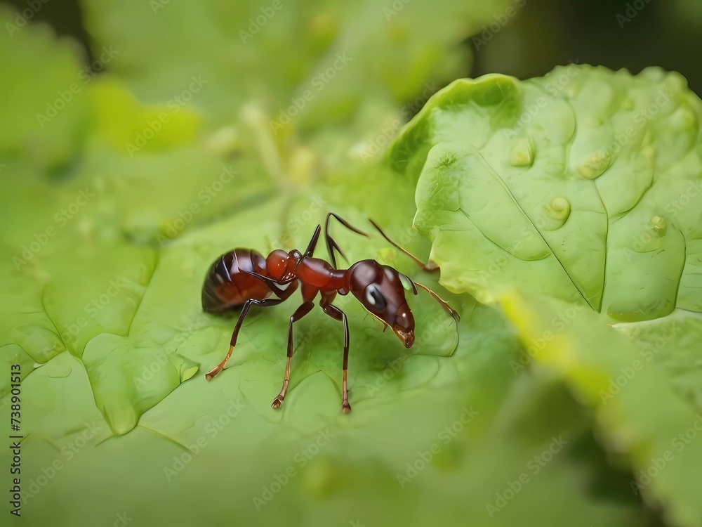red ant on leaf