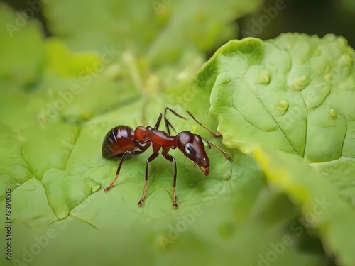 red ant on leaf © Omer