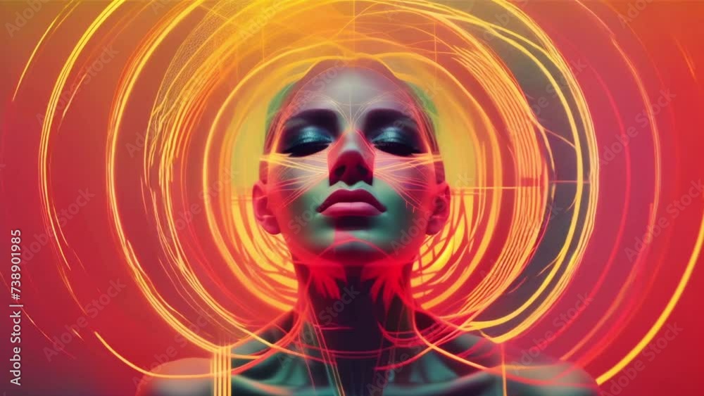 surreal portrait with aura glow