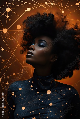 Elegant Black Woman with Neural  Network Backdrop