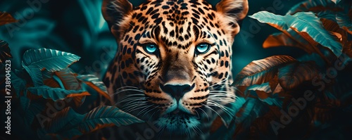 Leopard print art with tropical vibes blending art nouveau and art deco. Concept Leopard Print  Tropical Vibes  Art Nouveau  Art Deco  Blending Styles