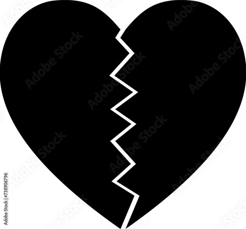 Broken heart vector.Black heart.Sad symbol.