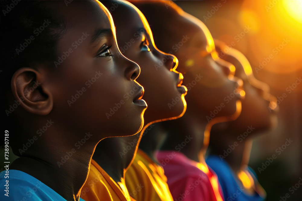 Solemn Silhouettes: African American Youths Facing the Sky
Solemn Silhouettes: African American Youths Facing the Sky
